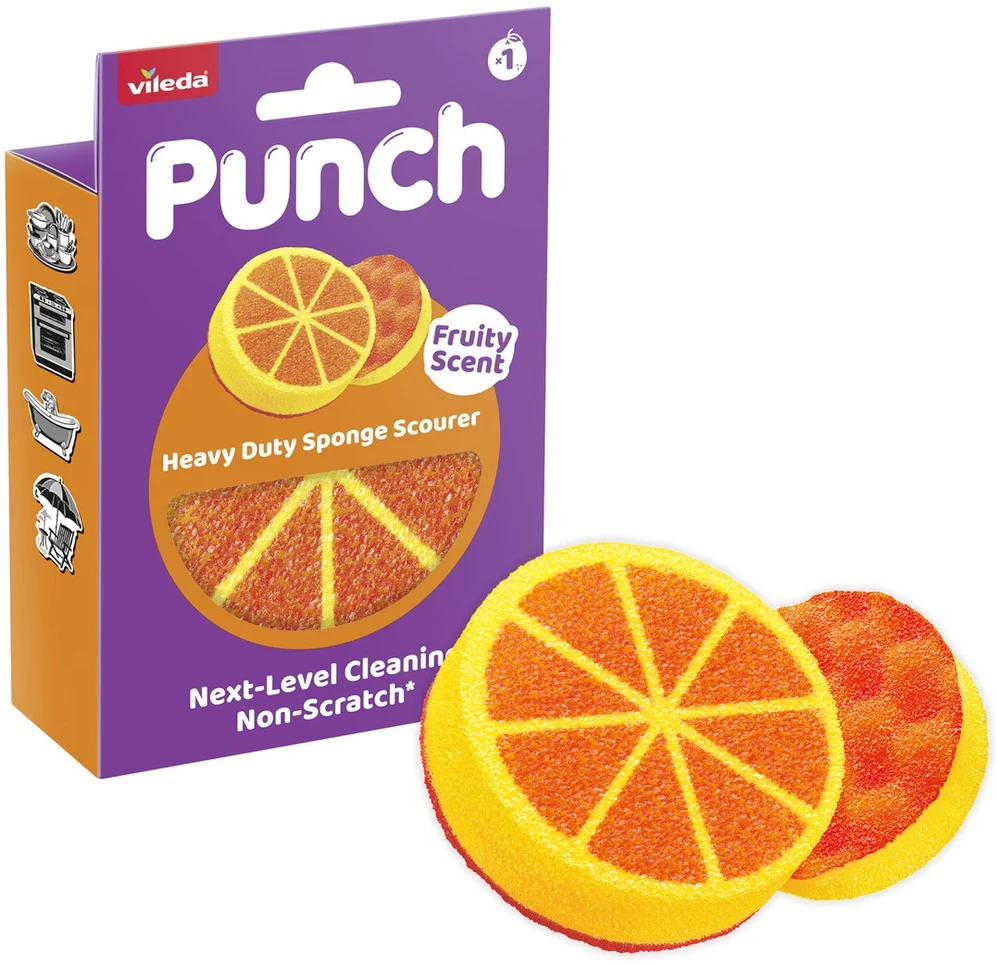 Vileda Punch Strong Oranžinis šveitimo kempinėlė, 1 vnt.