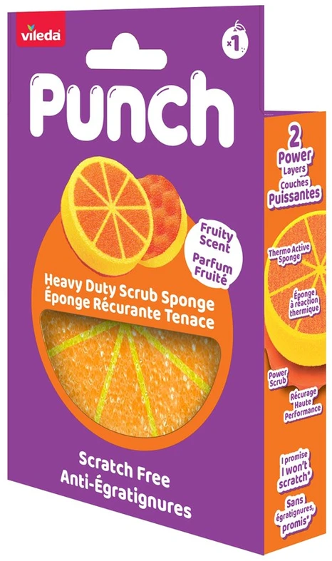 Vileda Punch Strong Oranžinis šveitimo kempinėlė, 1 vnt.