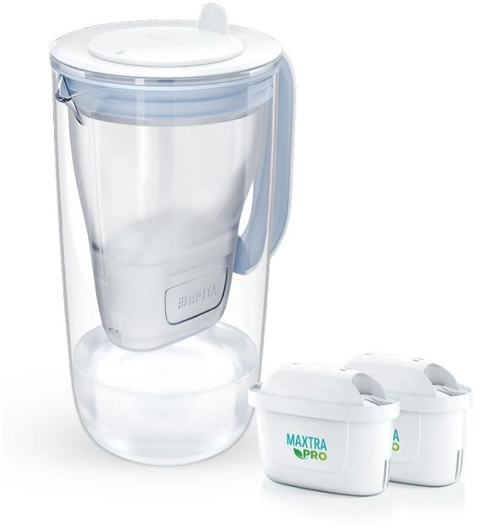 Brita Glass+ filtro ąsotis su 2 MaxtraPro PP kasetėmis (mėlynas; 2,5 l)