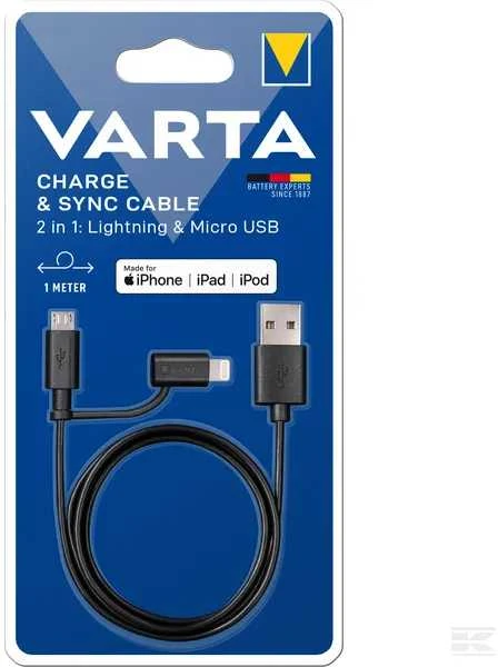 Varta Charge & sync laidas 2in1: Lightning & Micro USB 57943 laidas