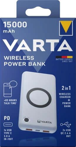 Varta Wireless Power bank-charger Energy 15000mAh 57908 išorinė baterija (powerbank)-pakrovėjas