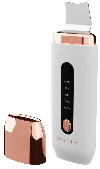 Veido odos valiklis - Beautifly B-Scrub PRO 29 ± 5 kHz EMS balta-rožinis auksas