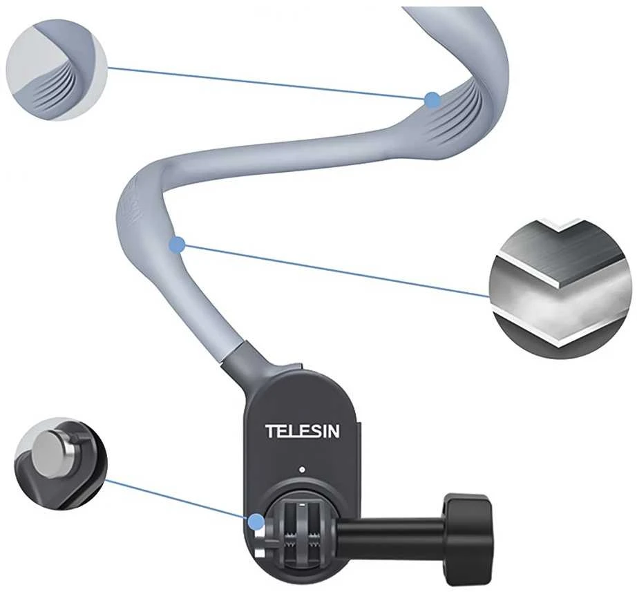 Telesin kaklo juosta su laikikliu sporto kameroms / telefonams TE-HNB-001