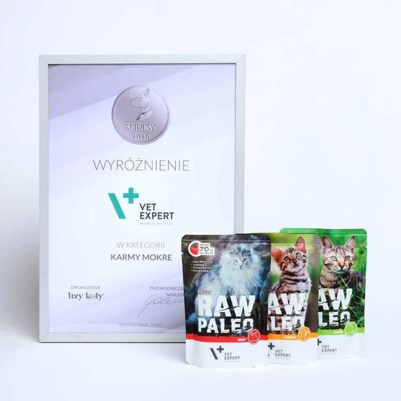 Vetexpert Drėgnas Kačių Maistas - RAW PALEO Suaugusių sterilizuotų kačių Jautiena 100 g