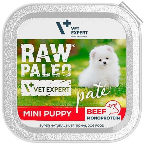 Vetexpert RAW PALEO Pate Mini Puppy jautiena - šlapias maistas šuniukams - 150 g