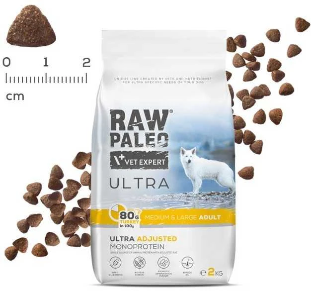 Vetexpert Sausas Šunų Maistas - RAW PALEO Ultra Turkija 2kg Vidutinio ir Didelio dydžio