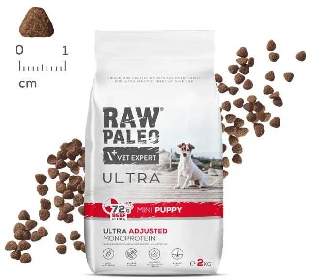 Vetexpert Sausas Šunų Maistas - RAW PALEO Ultra Mini Puppy jautiena 2kg