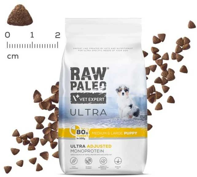 Vetexpert Šunų Maistas - VET EXPERT RAW PALEO Ultra Vidutinio ir Didelio Dydžio Šuniukams Kalkūnas 10 kg