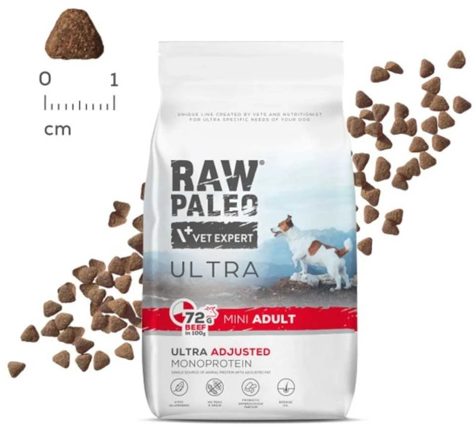 Vetexpert Sausas Šunų Maistas - VET EXPERT RAW PALEO Ultra Mini Jautiena 8kg