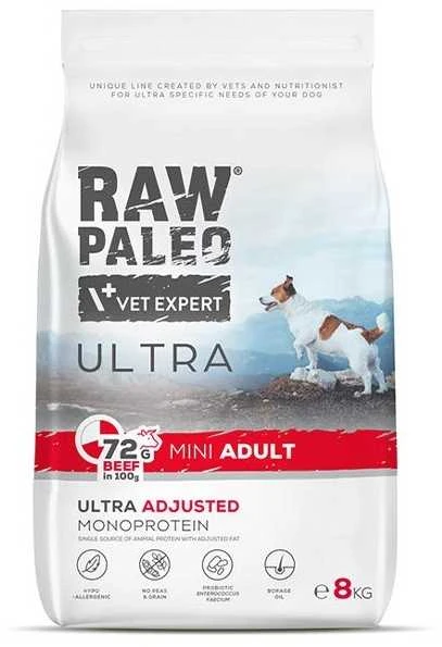 Vetexpert Sausas Šunų Maistas - VET EXPERT RAW PALEO Ultra Mini Jautiena 8kg