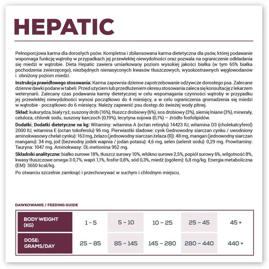 VET EXPERT Veterinary Diet Hepatic Dog - sausas šunų maistas - 2kg