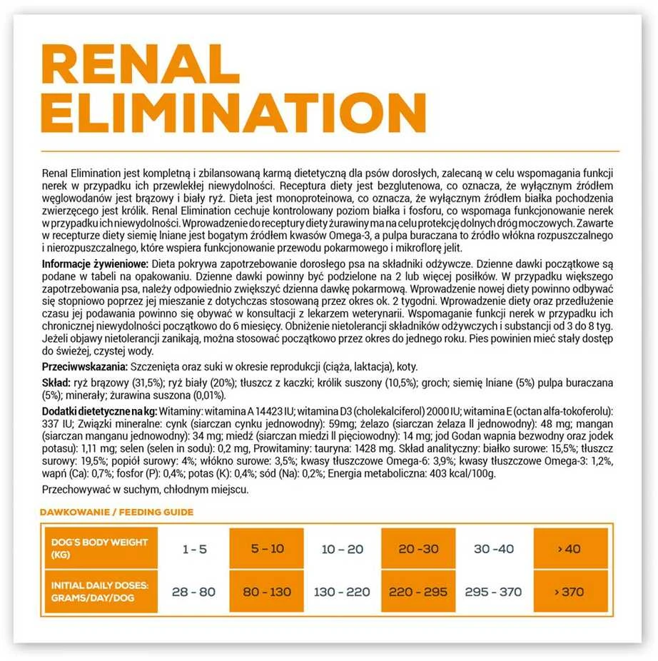 VET EXPERT Veterinary Diet Renal Elimination Dog - sausas šunų maistas - 8kg