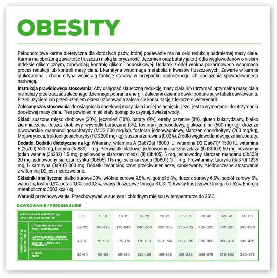 VET EXPERT Veterinary Diet Obesity Dog - sausas šunų ėdalas - 2kg
