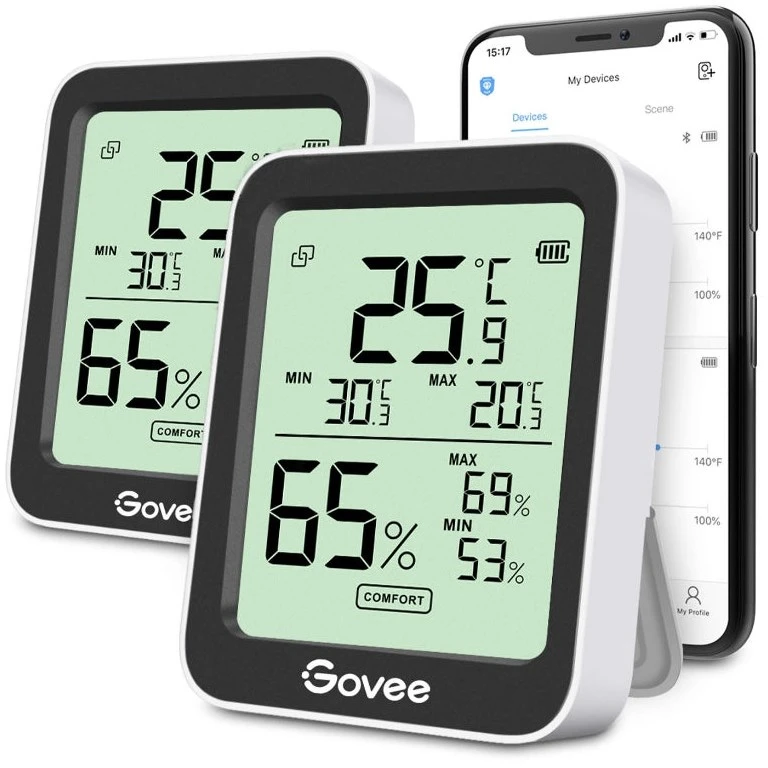 Govee H5075 Bluetooth termometras hidrometras su ekranu