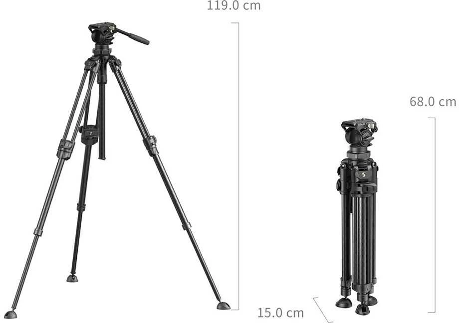 SmallRig 4420 lengvas vaizdo trikojo komplektas AD-50 Pro