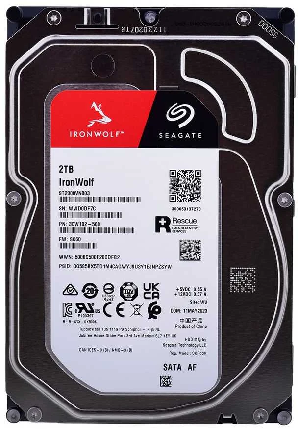 SEAGATE NAS HDD 2TB IronWolf 5400rpm 6Gb/s SATA 256MB talpykla 3,5 colio