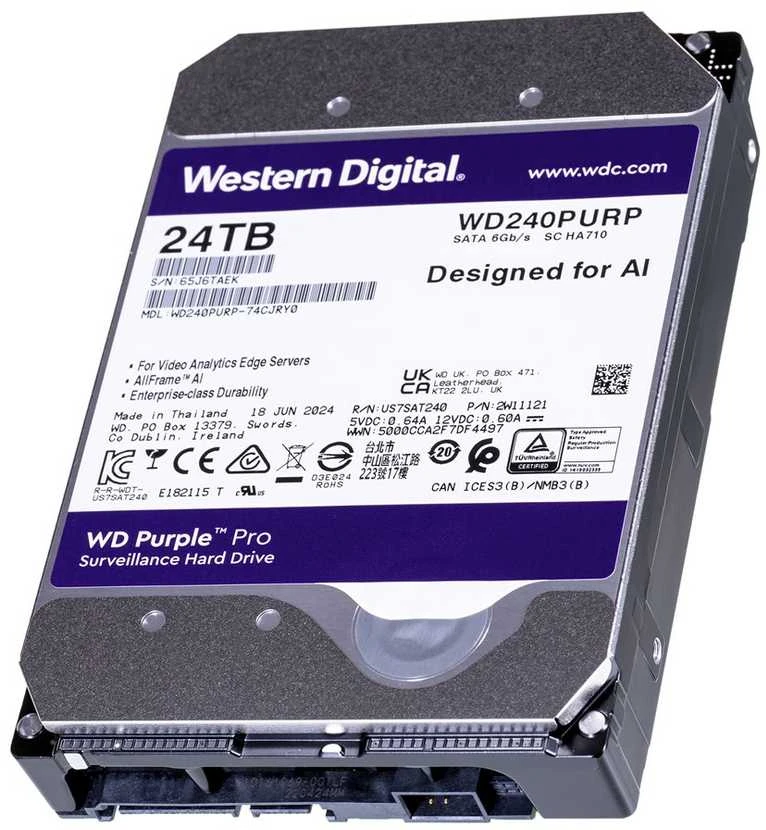 Vidinis Kietasis Diskas - Western Digital Violetinė Pro 24 TB 7200 RPM 512 MB 3.5" „Serial ATA III“