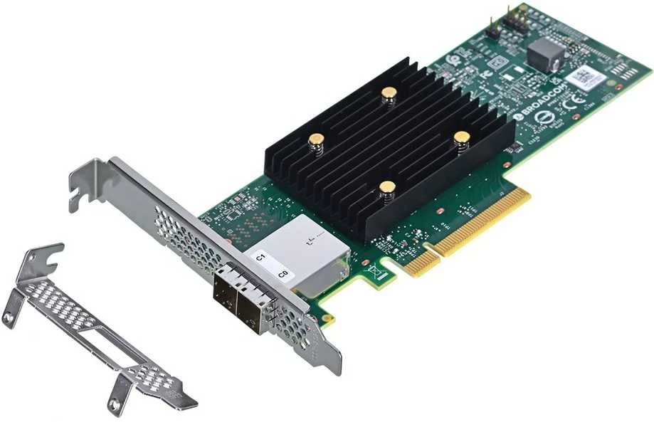 Vidinis SAS Adapteris - Broadcom HBA 9500-8e PCIe Žalias/Pilkas