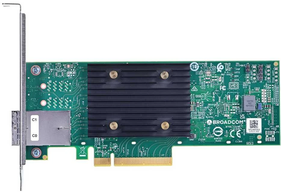 Vidinis SAS Adapteris - Broadcom HBA 9500-8e PCIe Žalias/Pilkas