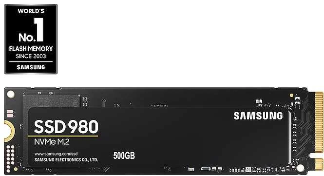 Kietasis diskas Samsung V-NAND SSD 980 500 GB, SSD form factor M.2 2280, SSD sąsaja M.2 NVME, Rašymo greitis 3000 MB/s, Skaitymo greitis 3500 MB/s
