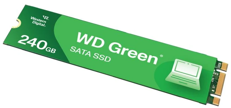WD Žalias SATA 240GB vidinis SSD kietojo kūno diskas - SATA 6Gb/s M.2 2280 - WDS240G3G0B, maitinamas „SANDISK“