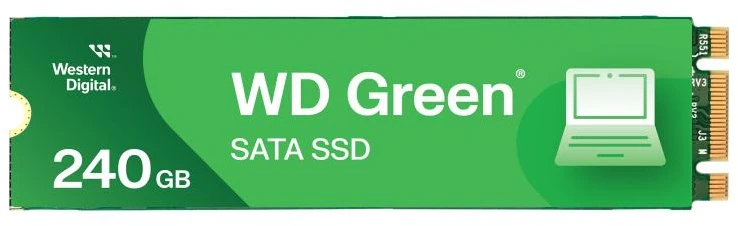WD Žalias SATA 240GB vidinis SSD kietojo kūno diskas - SATA 6Gb/s M.2 2280 - WDS240G3G0B, maitinamas „SANDISK“