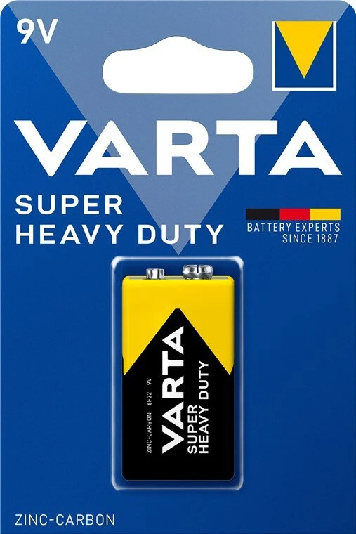 Varta Super Heavy Duty 9V 6F22 baterija, 1 vnt.