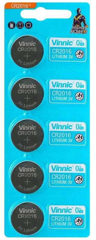 Vinnic CR2016 ličio baterijos 5 vnt. pakuotė