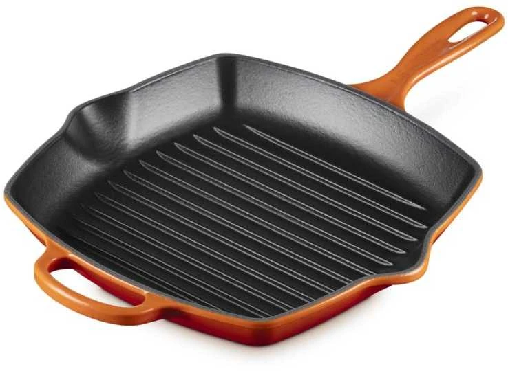 Virtuvės Indai - Le Creuset Signature Kvadratinė Grilio Keptuvė 26cm Indukcinė Indaplovėje Saugoma Raudona