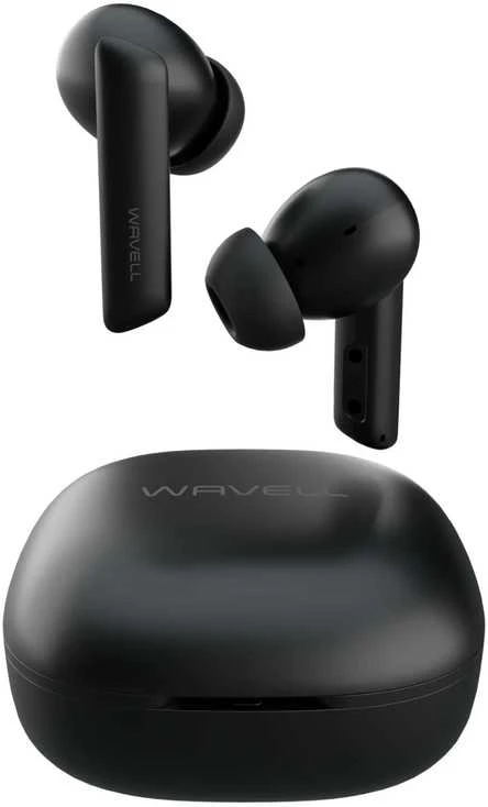 Wavell 3 Pro juodos belaidės ausinės su įkrovimo dėklu