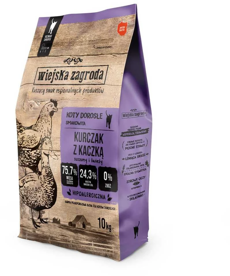 Wiejska Zagroda Sausas Kačių Maistas - Kaimo Ūkininko Vištiena Su Antis, 10 kg