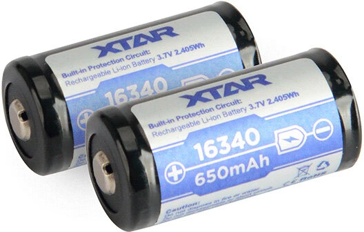 Xtar 650mAh 3,7V 16340 CR123 akumuliatorius su PCB