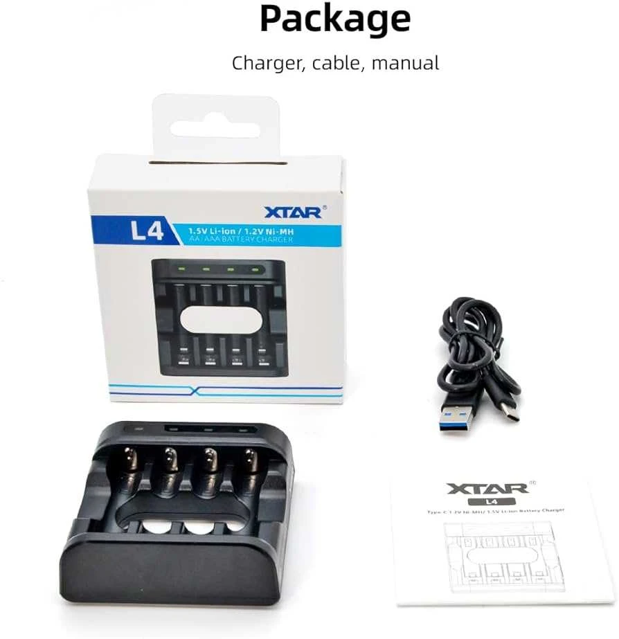Xtar Įkroviklis - R03/AAA R6/AA Li-ion/NiMH 4 Lizdai USB-C
