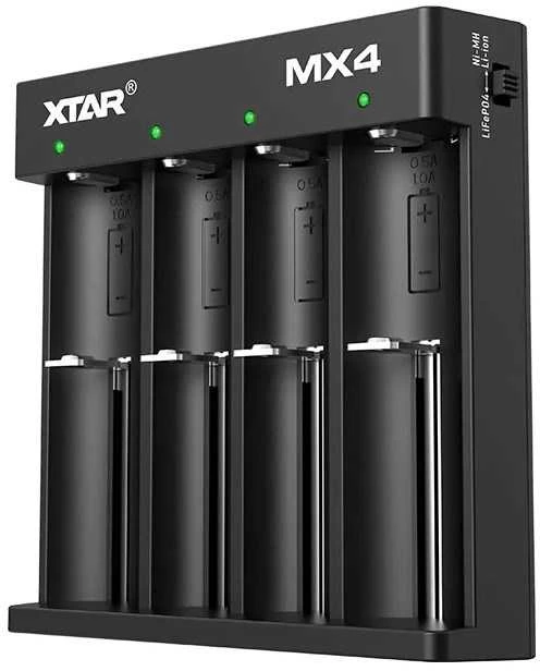 Xtar Įkroviklis - Universalus Li-ion/NiMH 4 Lizdai USB-C LED Indikatoriai 100x97x26.3mm