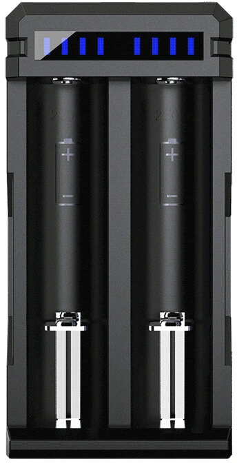 Baterijų Įkroviklis - Xtar SC2 USB-C 3A 3-Žingsnių Įkrovimas 3.7V Li-ion Baterijoms Juodas