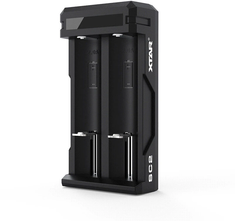 Baterijų Įkroviklis - Xtar SC2 USB-C 3A 3-Žingsnių Įkrovimas 3.7V Li-ion Baterijoms Juodas