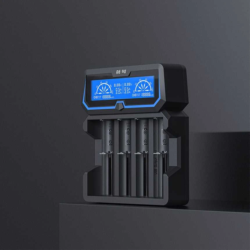 Xtar universalus 4 x Li-ion ir Ni-MH akumuliatorių įkroviklis su LCD ekranu X4