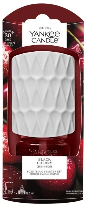 Yankee Candle kvapų difuzoriaus ScentPlug rinkinys (EU kištukas) – Juodas Cherry "Organic Pattern“ dizainas