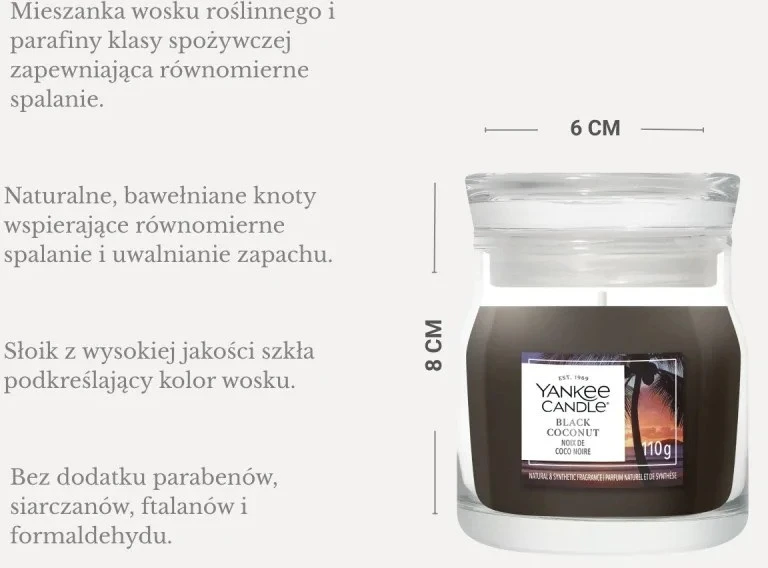Yankee Home kvapni žvakė YANKEE CANDLE juoda COCONUT 110 g maža