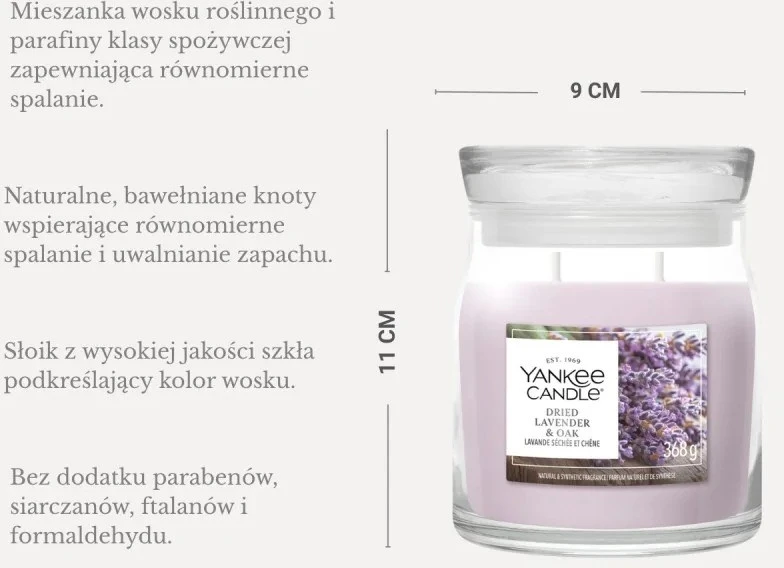 Yankee Home kvapni žvakė YANKEE CANDLE DRIED LAVENDER & OAK 368 g vidutinė