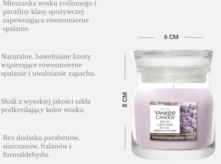 Yankee Home kvapni žvakė YANKEE CANDLE DRIED LAVENDER & OAK 110 g maža