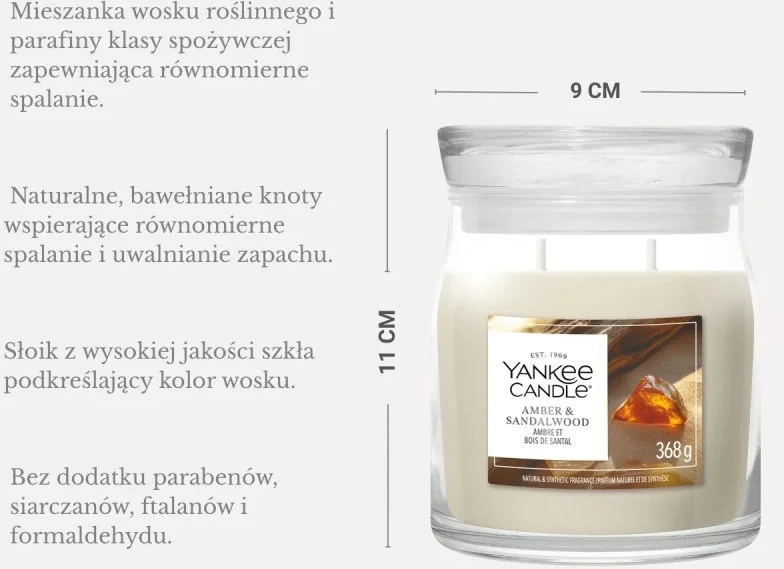 Yankee Candle Aromatinė žvakė Signature glass medium Amber - Sandalwood 368 g