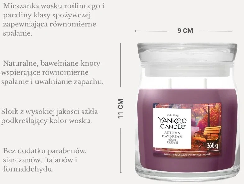 Yankee Candle Aromatinė žvakė Signature glass medium Autumn Daydream 368 g