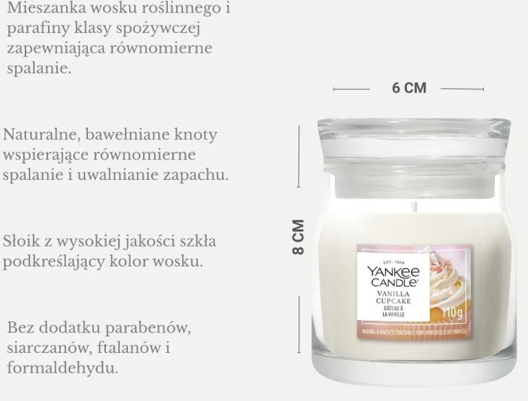 Yankee Home kvapni žvakė YANKEE CANDLE VANILLA CUPCAKE 110 g maža