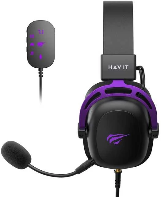 Havit H2002C+U - žaidimams ausinės (juodas ir violetinė)