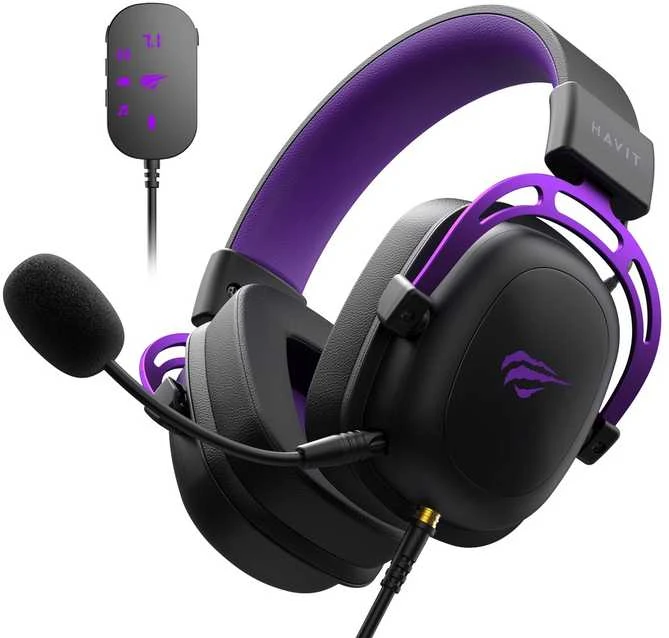 Havit H2002C+U - žaidimams ausinės (juodas ir violetinė)