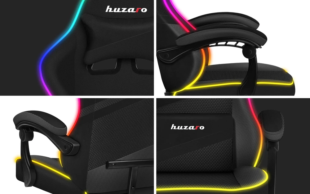Žaidimų kėdė Huzaro Force 4.4, RGB juoda