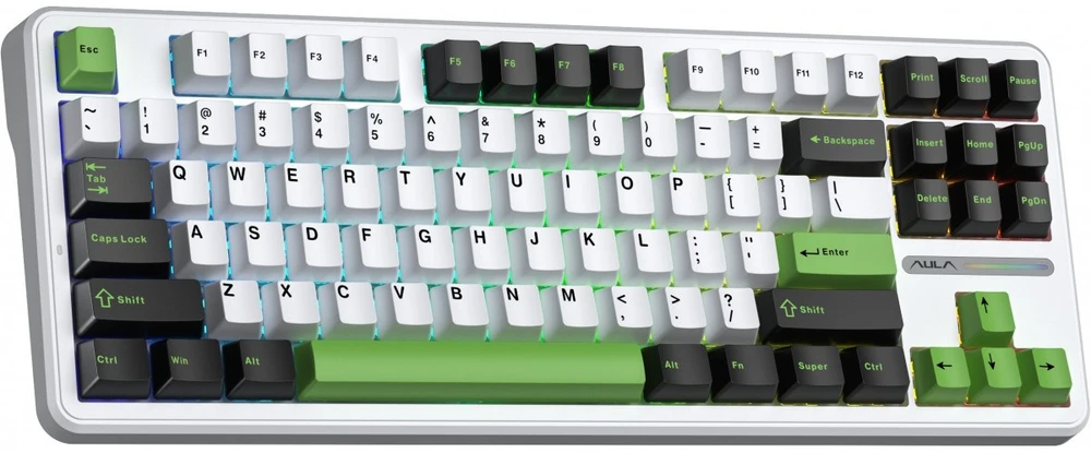 AULA Gasket F87 Thunder Juodas GrayWoodV3 RGB Klaviatūra