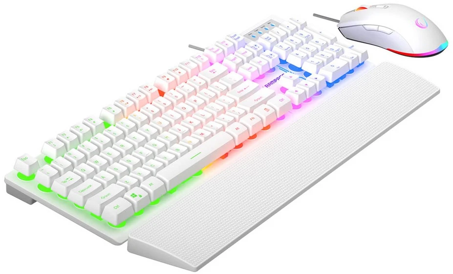 RAMPAGE FORTUNA GAMING SET Klaviatūra WITH Pelės kilimėlis ir pelė Baltas