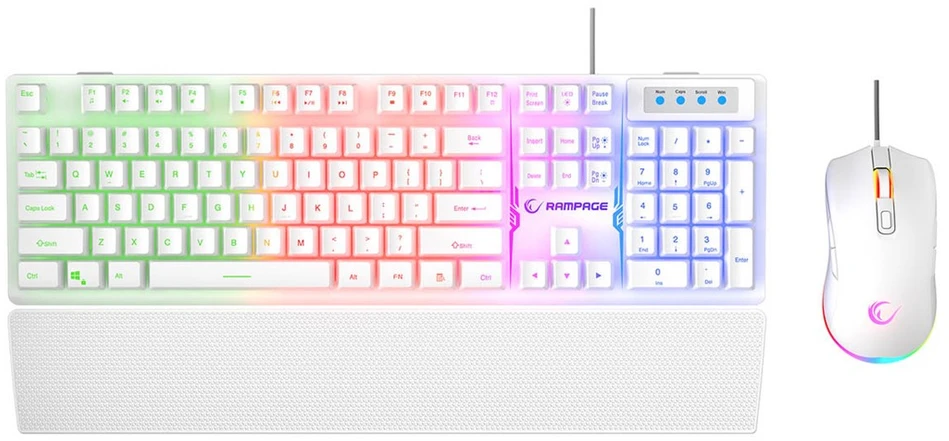 RAMPAGE FORTUNA GAMING SET Klaviatūra WITH Pelės kilimėlis ir pelė Baltas